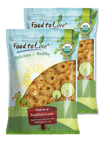 Food to Live - Organic Dried Pineapple Rings, 10 Pounds - Non-GMO, Flavorful Chewy Fruit Snack, Vegan, Unsulfured, No Sugar Adde