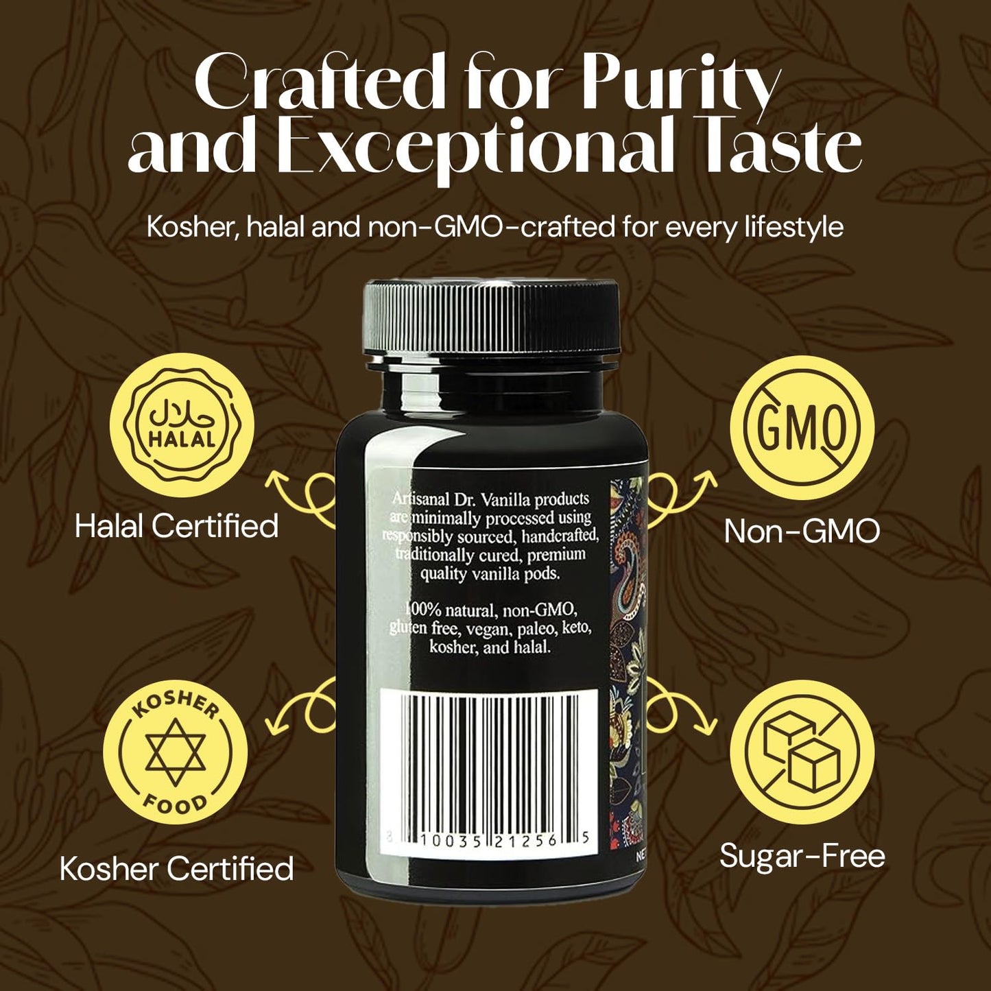 DOCTOR VANILLA ARTISANAL Organic Vanilla Paste - spirit-inspired flavor, Madagascar, Kosher, Halal, Non-GMO, Sugar-Free, Gluten-Free, 4oz