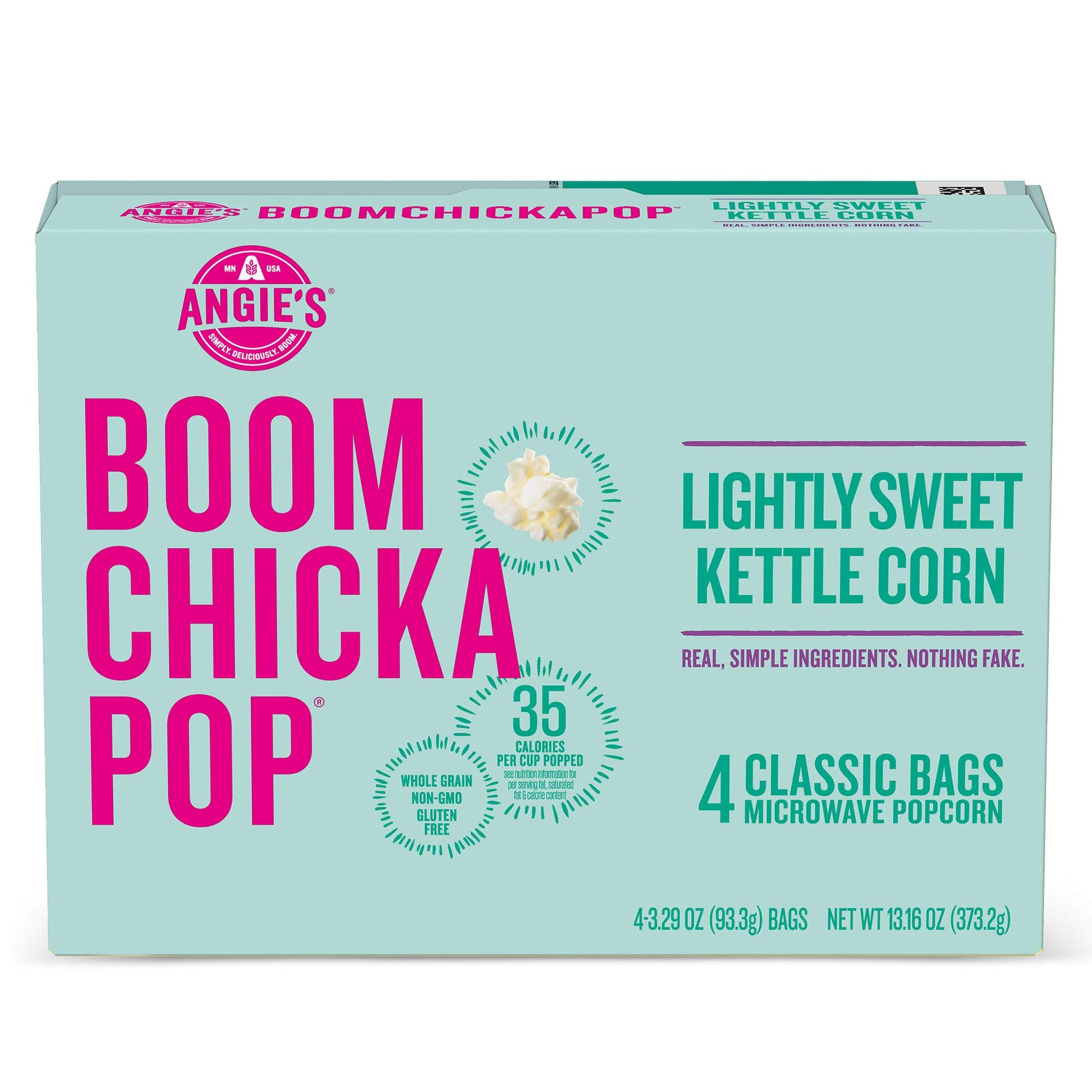 Angies BOOMCHICKAPOP Lightly Sweet Kettle Corn Microwave Popcorn, 3.29 oz. Classic Bags 4-Count (Pack of 6)