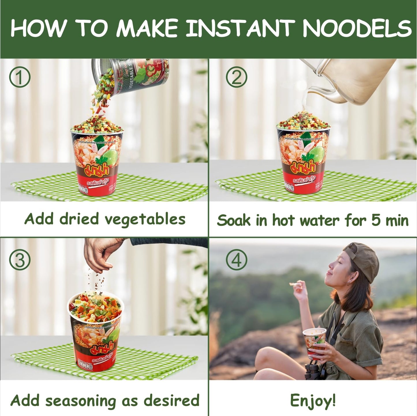Dried Ramen Toppings, Dehydrated Vegetables Flakes, 8 Kinds Of Freeze Dried Veggies, No Gluten & No Allergen, For Cooking, Campi