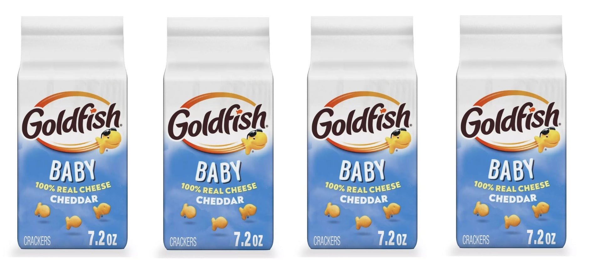 Goldfish Crackers - 4 bags - Free of Dyes (Baby Cheddar 7.2oz)