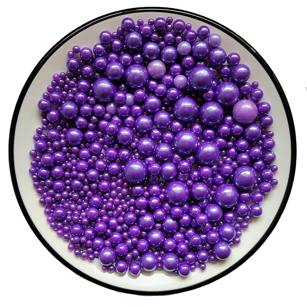 Eastron Edible Purple Pearl Sugar Sprinkles Candy Mixing Size Baking Cake Decorations Cupcake Toppers Cookie Decorating Celebrat