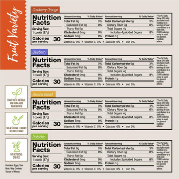 Dijas Natural Foods Crunchy Biscotti Cookies, Fat Free, Variety Pack, 4 Count, All Natural Ingredients, Fruit Variety