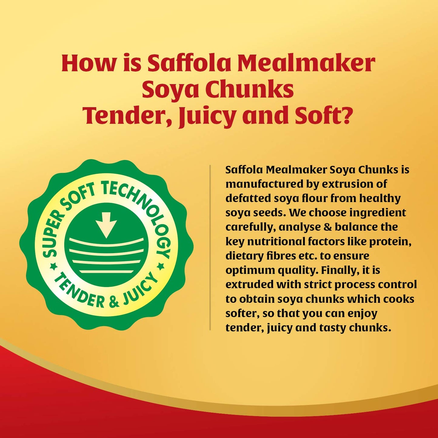 Saffola Mealmaker Soya Chunks With Supersoft Technology, Tender & Juicy, Pouch 3 X 400Gm