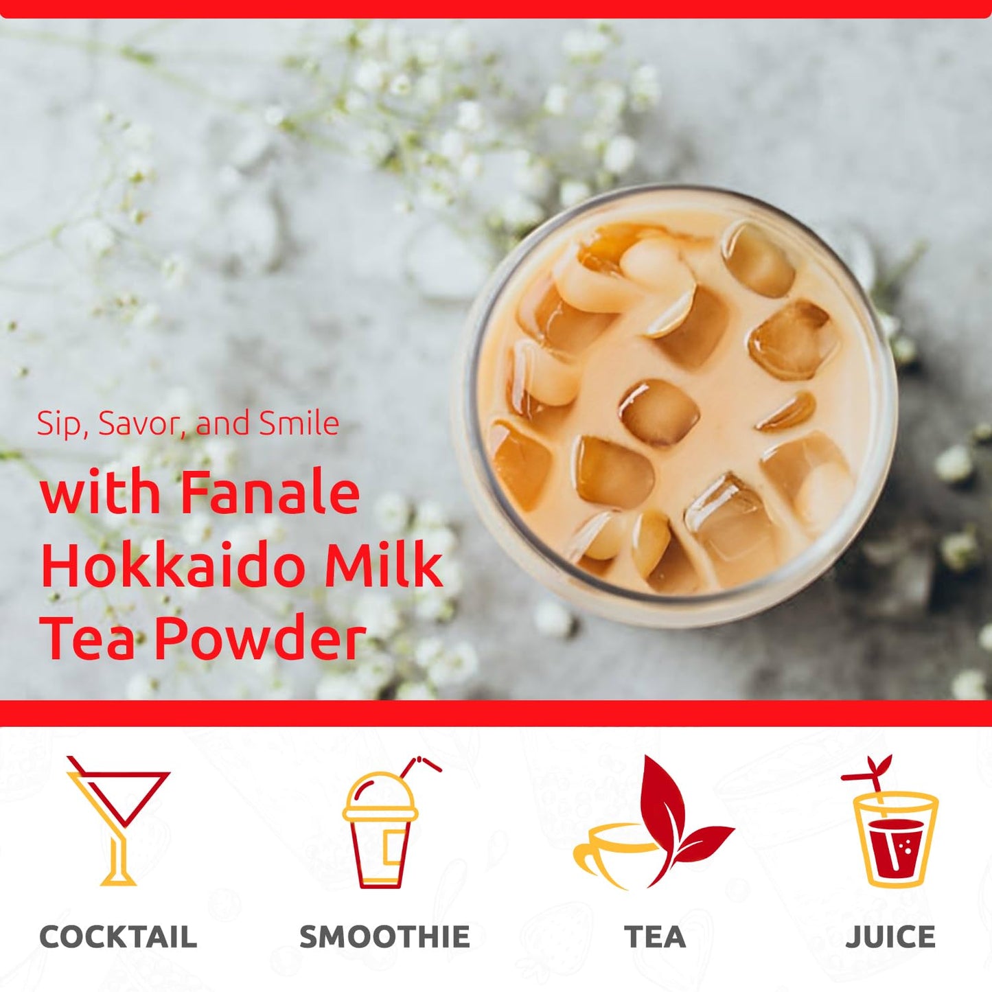 Fanale Premium Hokkaido Milk Tea Bubble Tea Flavoring Powder | Perfect For Baking, Smoothies, Desserts And Drinks | Instant Flav