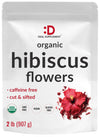 Dried Organic Hibiscus Flowers  2 Pounds - Cut & Sifted Whole Leaves - Loose Leaf Flower Source - Raw Flavor & Aroma  Great for Refilling Tea Bags - Caffeine Free  No Sugar  Non-GMO