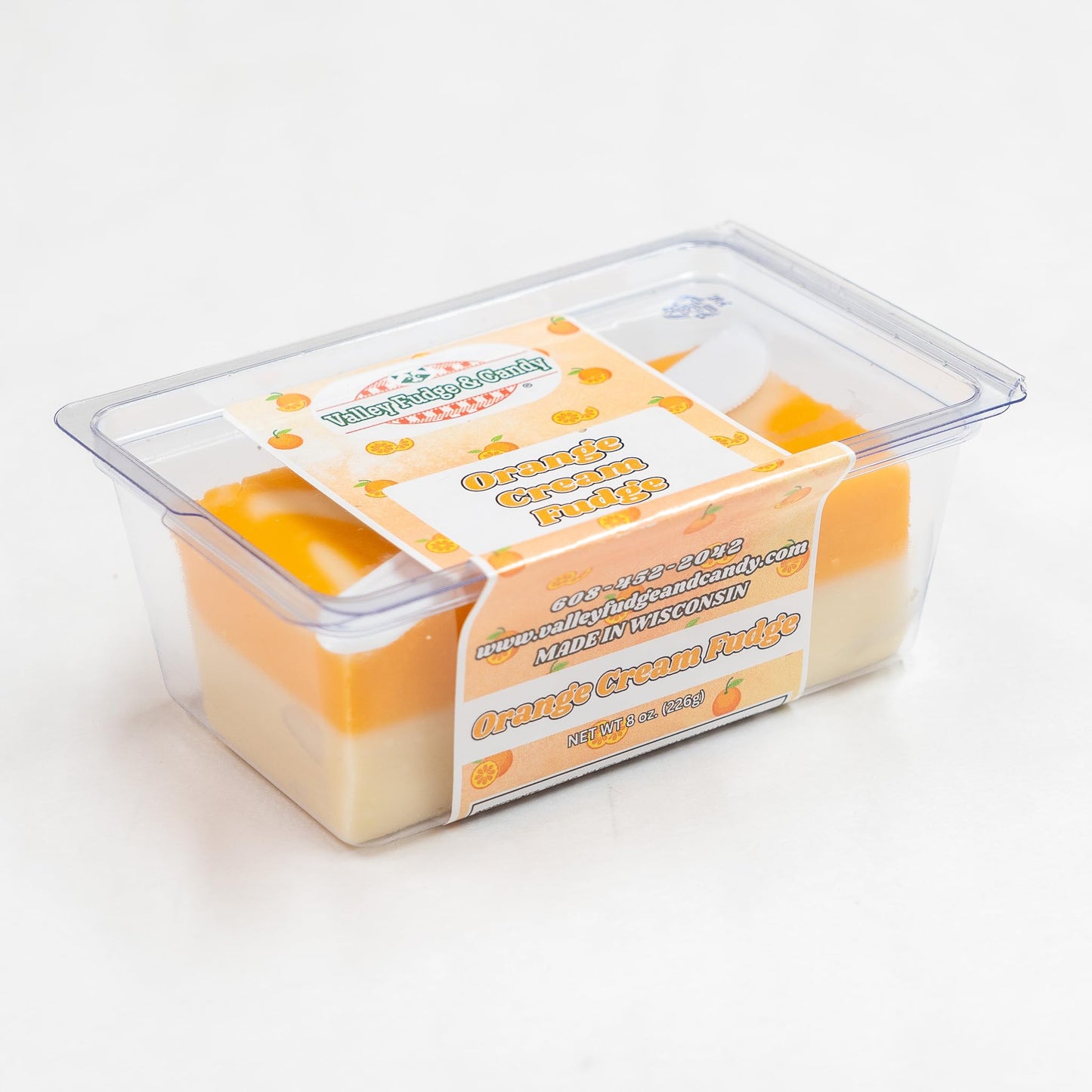 Valley Fudge Orange Cream Artisan Fudge, Real Butter, One Pound Package