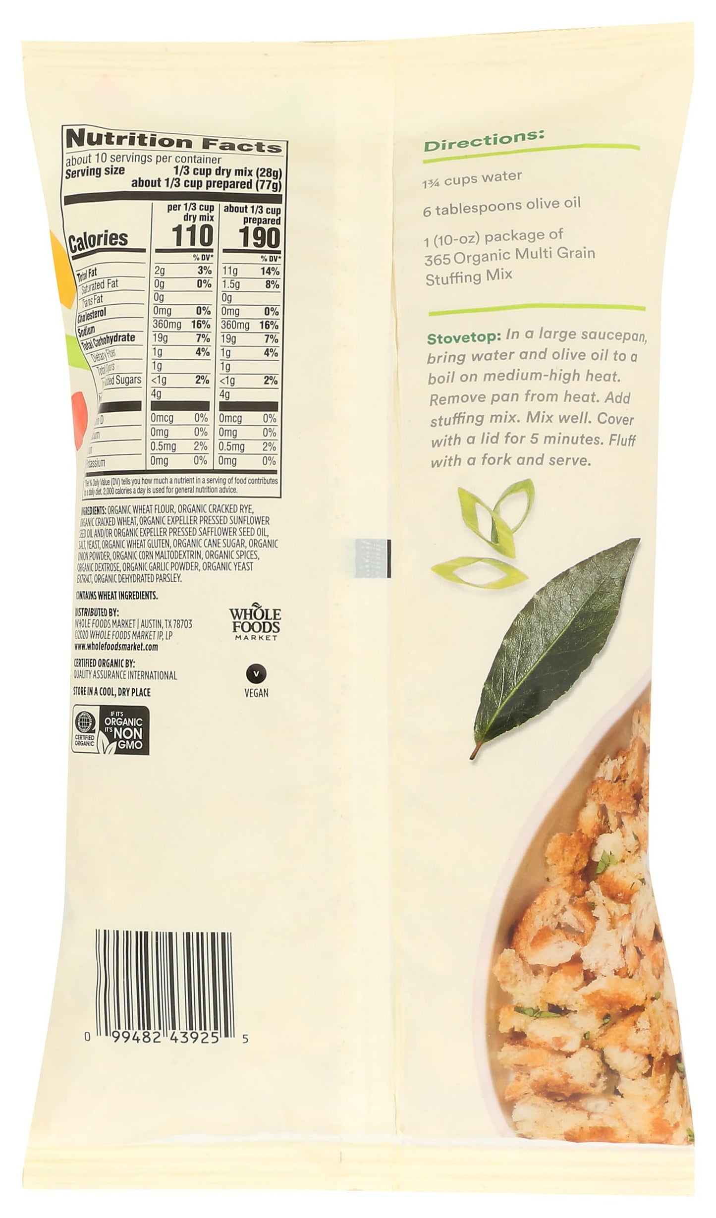 365 by Whole Foods Market, Organic Multigrain Stuffing Mix, 10 Ounce