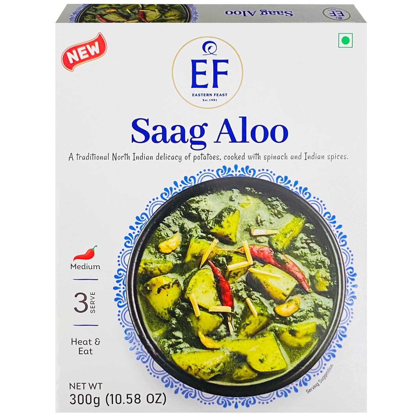 Eastern Feast - Saag Aloo, Ready To Eat Meals, (Pack Of 4), Vegetarian, Gluten Free