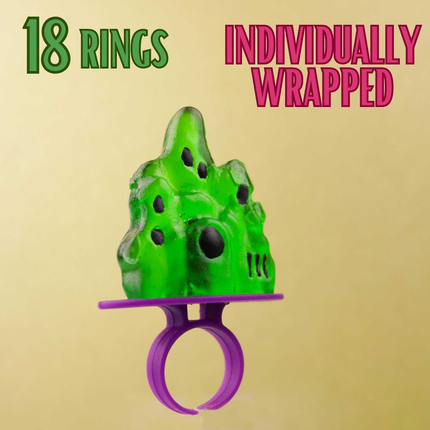 Wicked Lollipop Rings  Individually Wrapped Fruit Flavored Candy  Perfect Party   18 Count