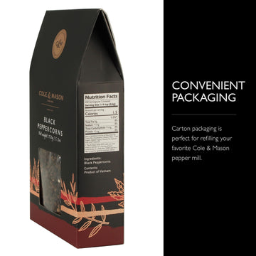 Cole & Mason Gourmet Spice Refill Box - Pairs Well with Chicken, Beef, Pork & More - Peppercorn Refill for Pepper Mill Grinder -