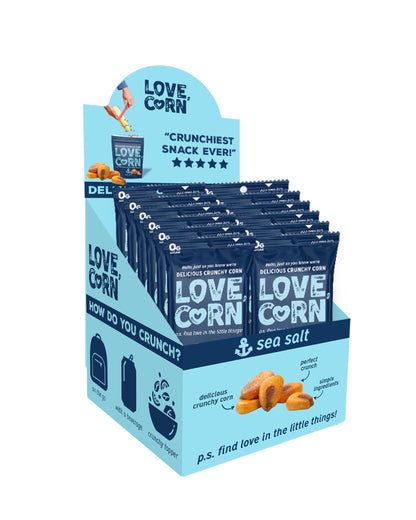 LOVE CORN Sea Salt 1oz x 12 Bags - Delicious Crunchy Corn - Healthy Family Snacks - Gluten Free, Kosher, NON-GMO - Alternative f