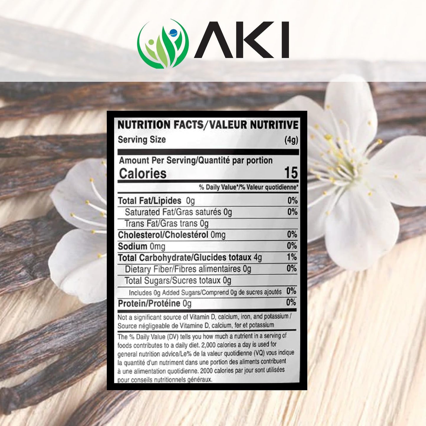 Aki Vanilla Extract Powder From Authentic Beans For Delicious Flavoring, Cooking, Baking, Drinks, Tea, Coffee, Smoothies, Cocktails - Sugar-Free &  -Free (454G/1Lb)