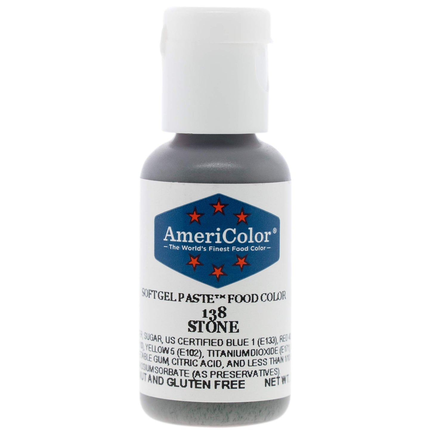 Americolor, Stone, 0.75 Ounce Bottle, Soft Gel Paste Food Color