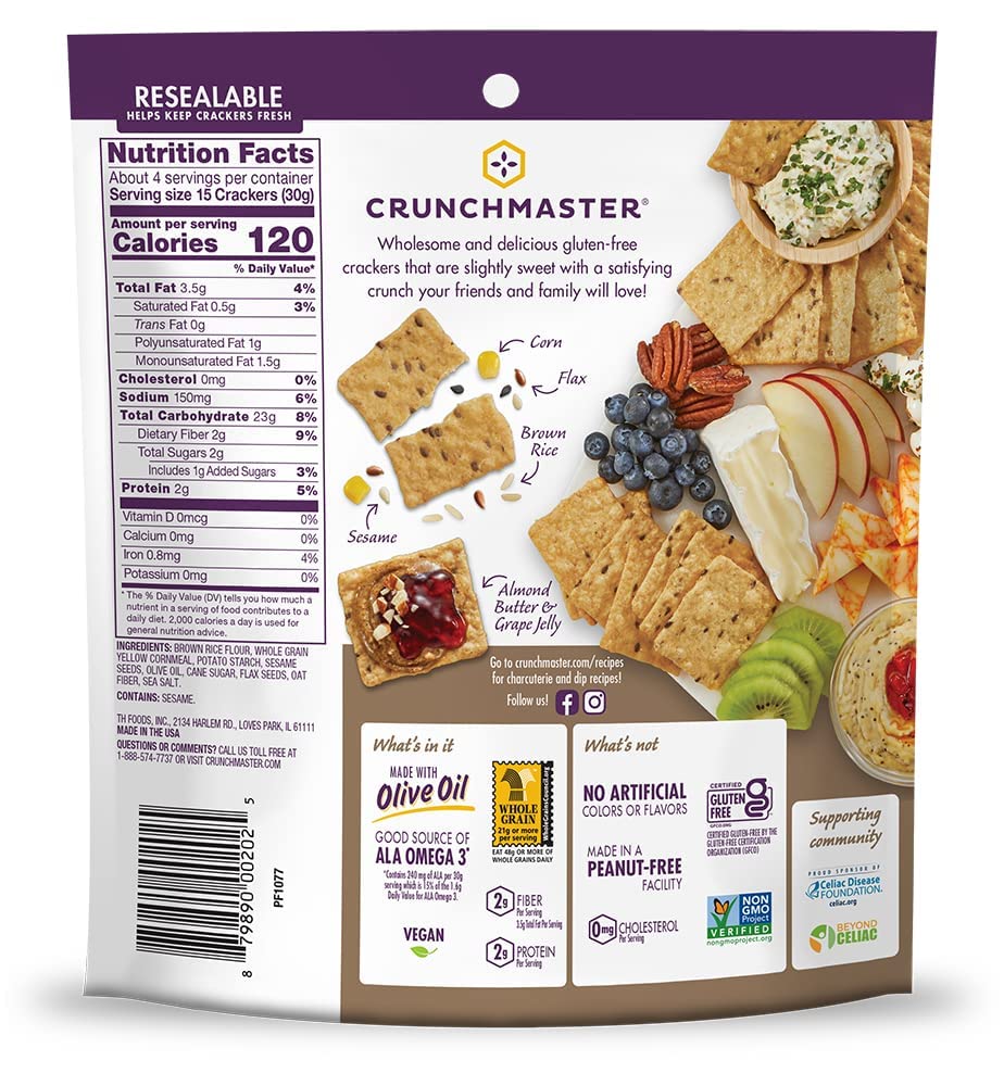Multi Grain Gluten Free Sea Salt, Baked Rice Crunchy Crackers (Pack Of 2)- 4Oz Each