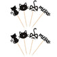 YCTHUNFISH Cat Cupcake Toppers - 24 Pack Black Glitter Kitten Theme, Small Size, Ideal for Baby Shower, Kids Birthday, Wedding Party