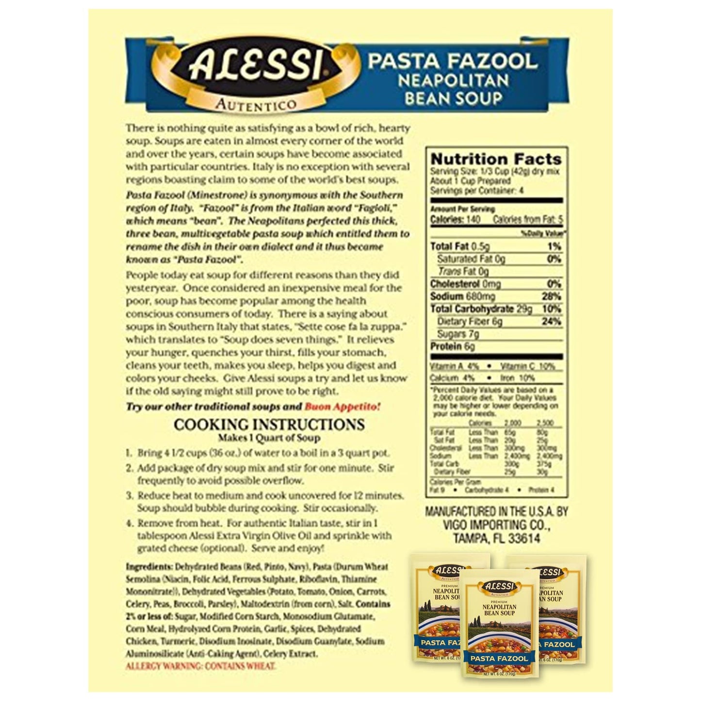Alessi Autentico Premium Soups, Traditional Flavors, 6oz (Variety, Pack of 3)