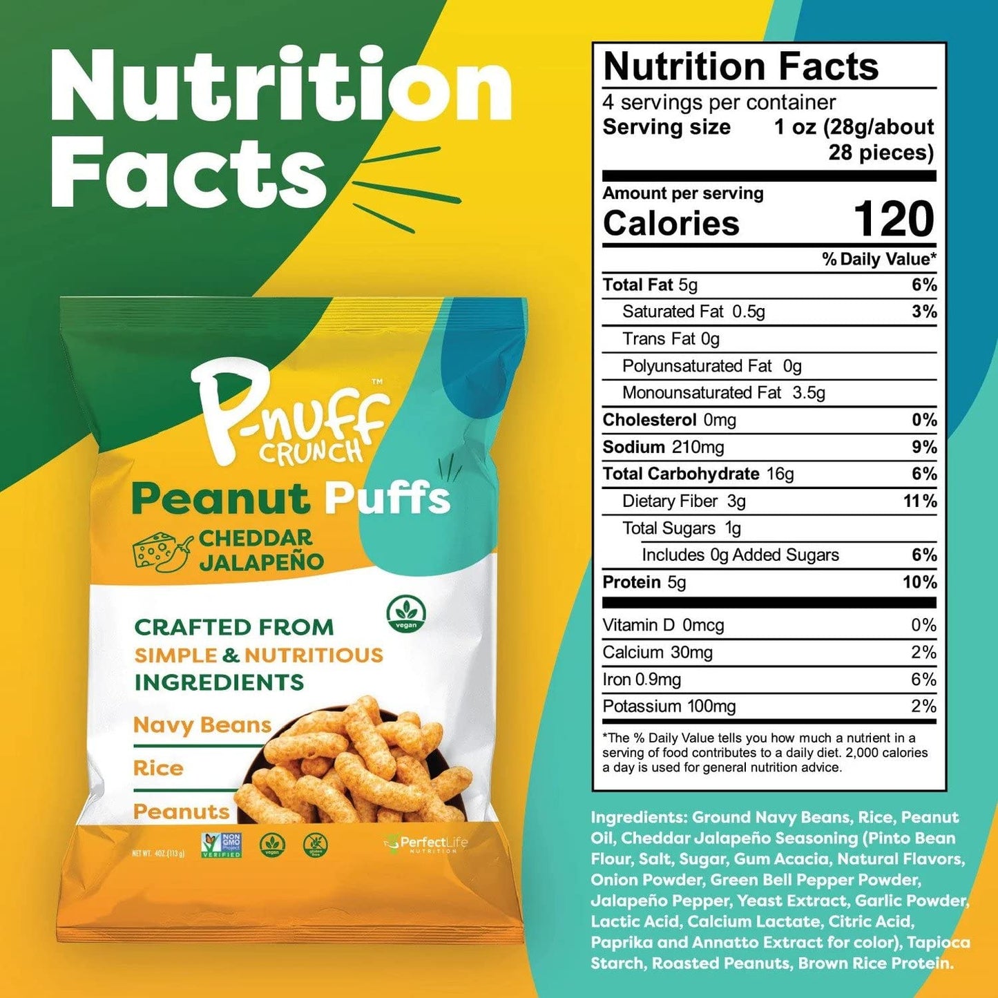 P-Nuff Peanut Butter Puffs - Healthy Vegan Snacks, High Protein, Gluten Free, 4 Oz Bag (Pack of 15)
