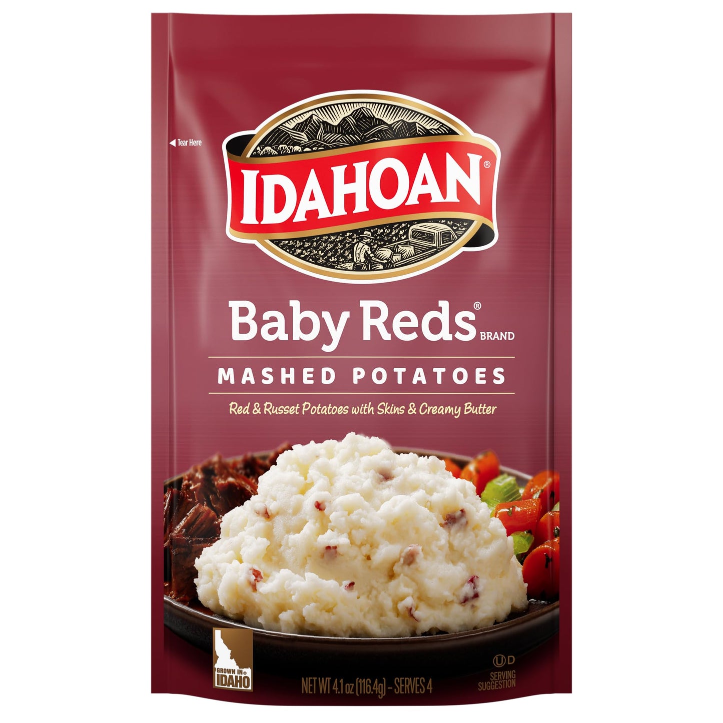 Idahoan, Mashed Potatoes, Baby Reds with Skins and Creamy Butter, 4 oz
