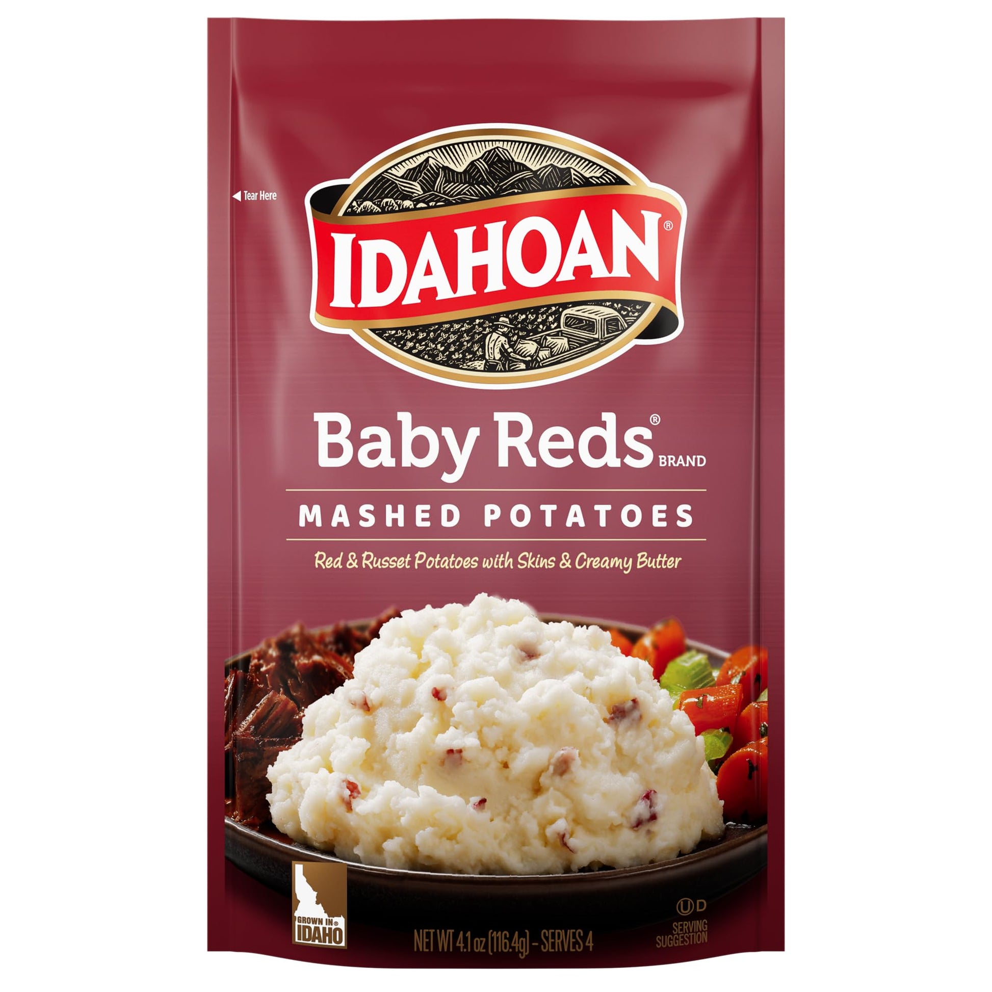 Idahoan, Mashed Potatoes, Baby Reds with Skins and Creamy Butter, 4 oz