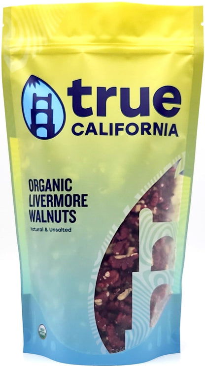 True California Organic Livermore Red Walnuts (1 LB) Natural & Unsalted, Raw, Shelled Halves & Pieces, Vegan & Gluten Free