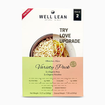 Well Lean Organic Konjac Noodles & Rice - 2-Pack Trial - Low Carb, Keto-Friendly, Plant-Based - 100% USDA Organic Shirataki - He