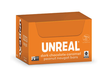 Unreal Dark Chocolate Peanut Caramel Nougat Bars (30 Mini Bars) | 70% Organic Ingredients, Fair Trade, Non-Gmo | No Corn Syrup,