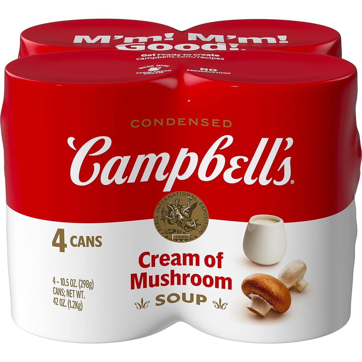 MIALO Trusted Traders Campbells Cream of Mushroom Soup, 10.5 oz Can, Pack of 4