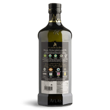 A ATLAS OLIVE OILS Organic Cold Press Extra Virgin Olive Oil, 750 mL - Rich Polyphenols, Single Family Farm, Trusted by Chefs