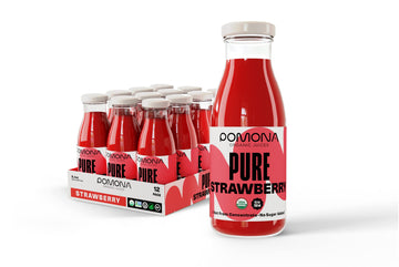 Pomona Organic Strawberry Juice (Pack Of 12), Cold Pressed Usda Organic Juices With 100% Strawberries, No Added Sugar, Not From Concentrate, Vegan, Kosher, Non Gmo, Pasteurized, 8.4 Oz Glass Bottles