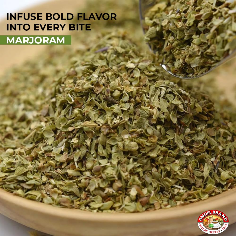 Angel Brand Marjoram Spice 3 Oz Bottle - Aromatic Dried Marjoram Leaves For Cooking, Seasoning, And Tea - Perfect For Soups, Ste