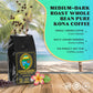Kona Gold spirit-inspired flavor Co. 8oz Kona Coffee Whole Beans - Extra Fancy Medium/Dark Roast, Peach Notes with Cream Tones