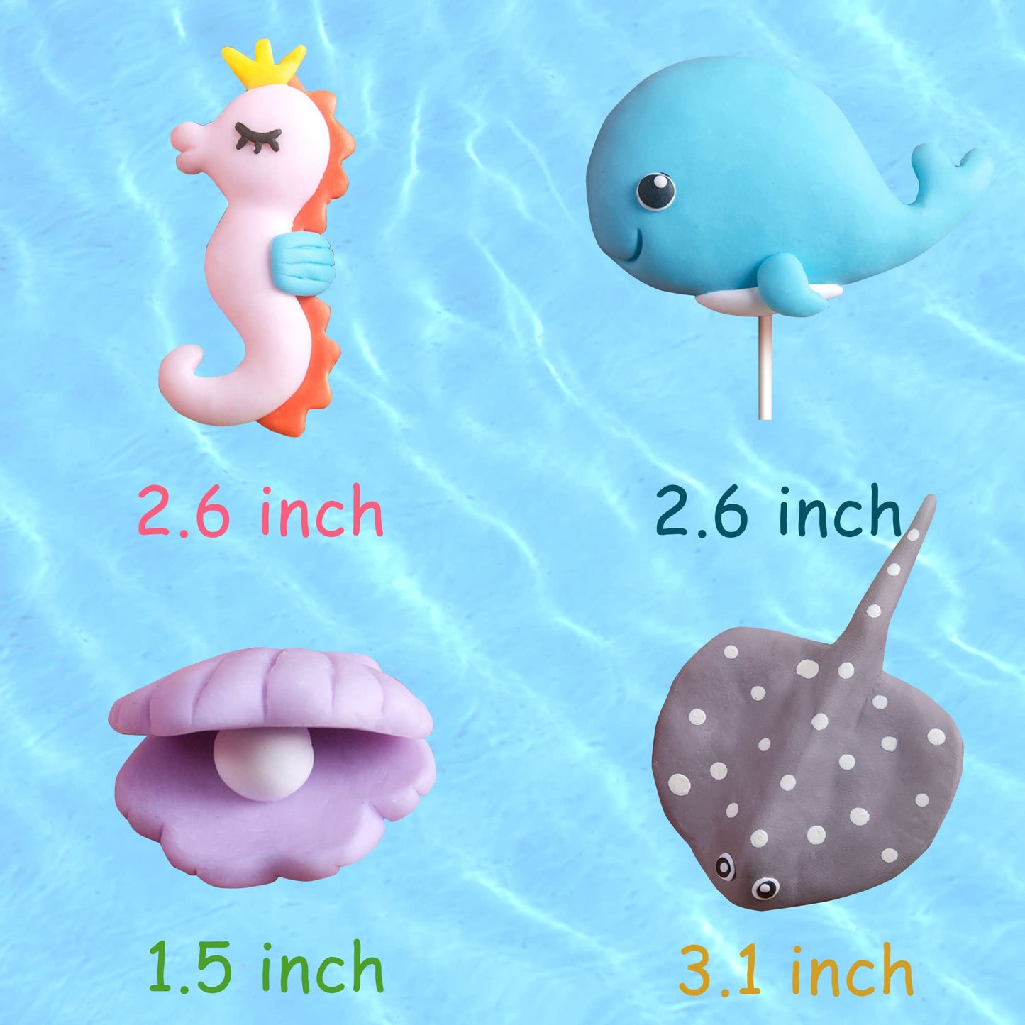 Gallarato 16 Pcs Under The Sea Cake Decoration Ocean Cake Topper Under The Sea Party Supplies Devil Fish, Octopus, Seahorse Cake