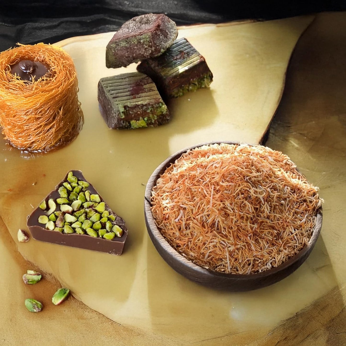 Sweetifi Kataifi Roasted Shredded Fillo Dough, Dried Chopped And Baked Kataifi For Dubai Chocolate, Authentic Roasted Kataifi Pa
