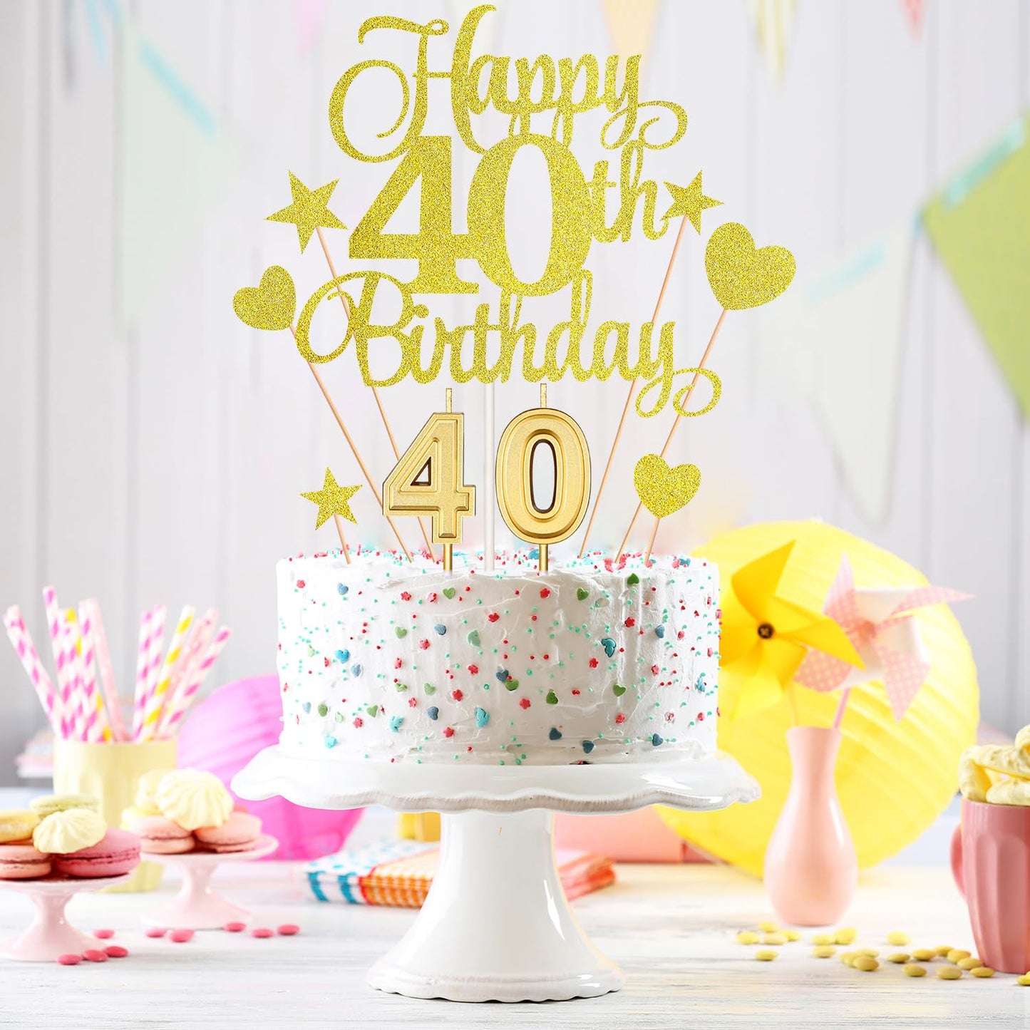 40Th Birthday Cake Decorations Set Include 40Th Birthday Candles Numeral 40 Cake Candles And Happy 40Th Birthday Cake Toppers Wi