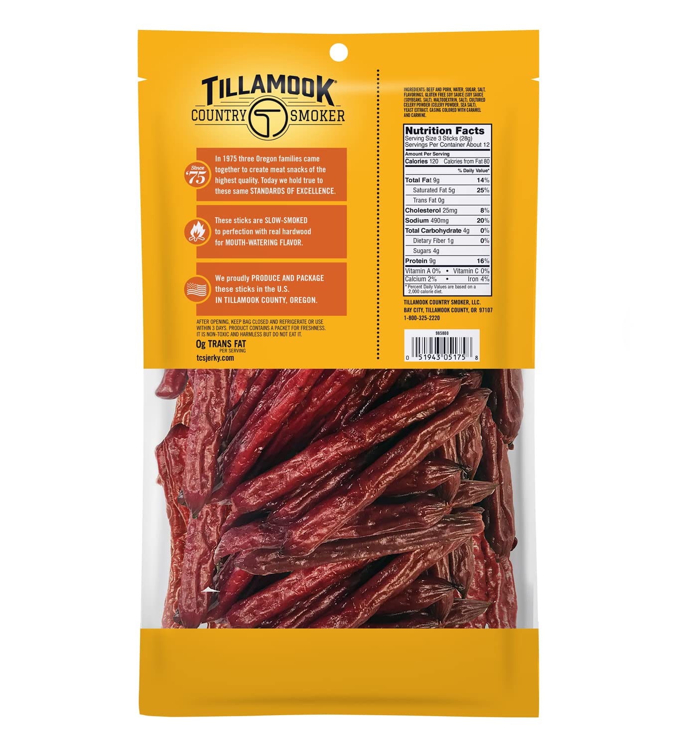 TILLAMOOK COUNTRY SMOKER Real Hardwood Smoked Sausages, Teriyaki, 12 Ounce