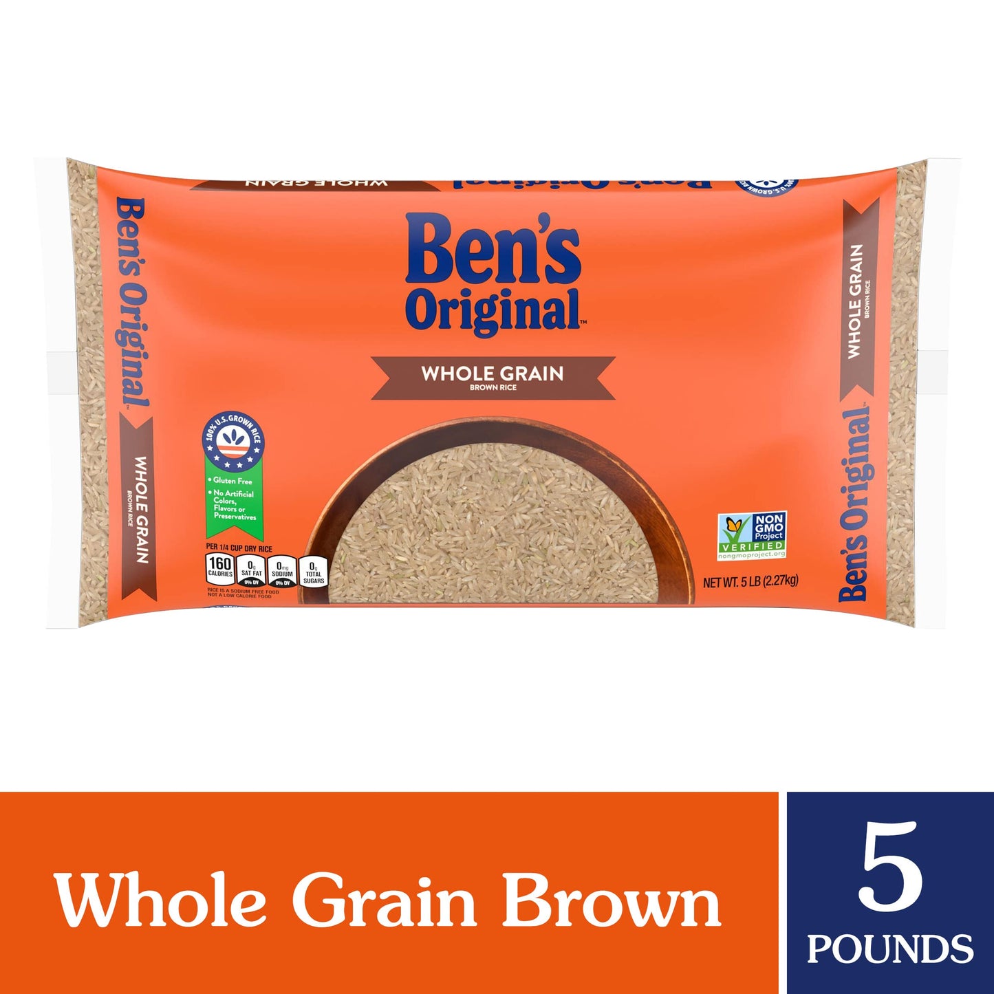 BEN S ORIGINAL Whole Grain Brown Rice, 5 lb Bag (Pack of 2)