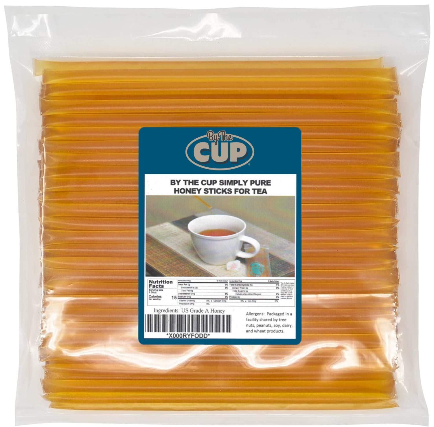 By The Cup Simply Pure Honey Sticks For Tea - 100 Honey Straws, 100% Pure Honey