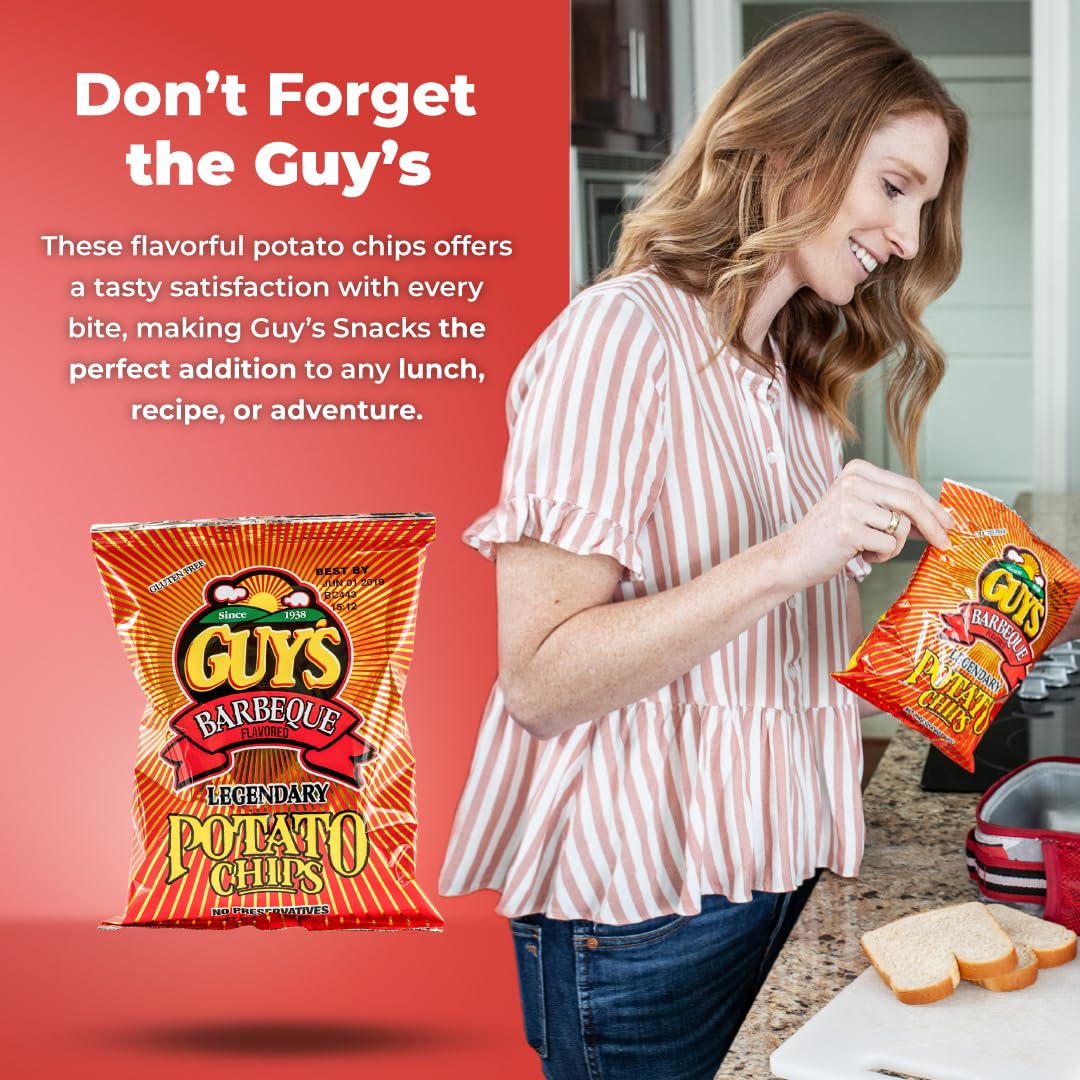 Guys Bbq Potato Chips - Healthy & Salty Snacks W/A Unique Blend Of Spices - Natural Potato Snack Chips -Tasty Snack Pack Chips -