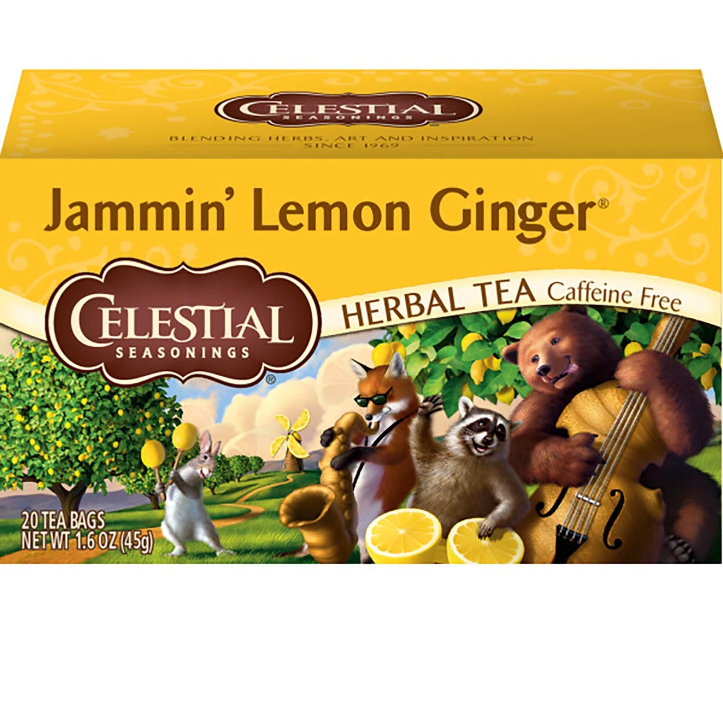 Celestial Seasonings Herbal Tea Jammin Lemon Ginger 20 Count Box