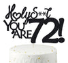 veegood 72 Cake Toppers, 72 Birthday Cake Toppers-Black Glitter, Funny 72nd Cake Topper for Men For Women, 72nd birthday decorat