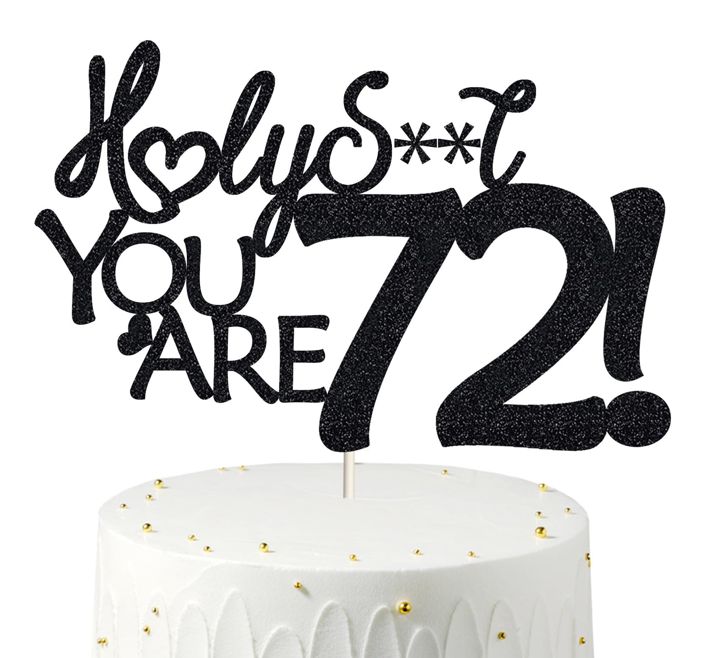 veegood 72 Cake Toppers, 72 Birthday Cake Toppers-Black Glitter, Funny 72nd Cake Topper for Men For Women, 72nd birthday decorat