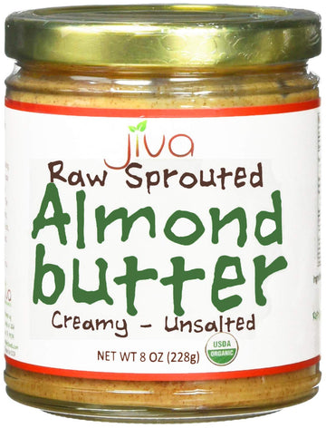 Jiva Organics Raw Sprouted Organic Almond Butter 8-Ounce Jar