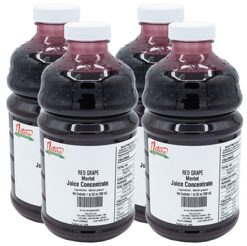 Nature Blessed 100% Pure Flavor Blend Red Grape Fruit Juice Concentrate - 4 Quarts (4/2 Fl Oz Bottles) Excellent For Home Beverage Makers Or Vintners  Spirits  Smoothies 