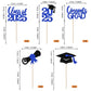 YCTHUNFISH 30 Pack Graduation Cupcake Toppers Glitter Class of 2025 Black Blue Bamboo