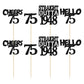 Gyufise 24Pcs Straight Outta 1948 Cupcake Toppers Glitter Seventy-five Happy 75th Cupcake Picks Cheers to 75 Years Birthday Cake