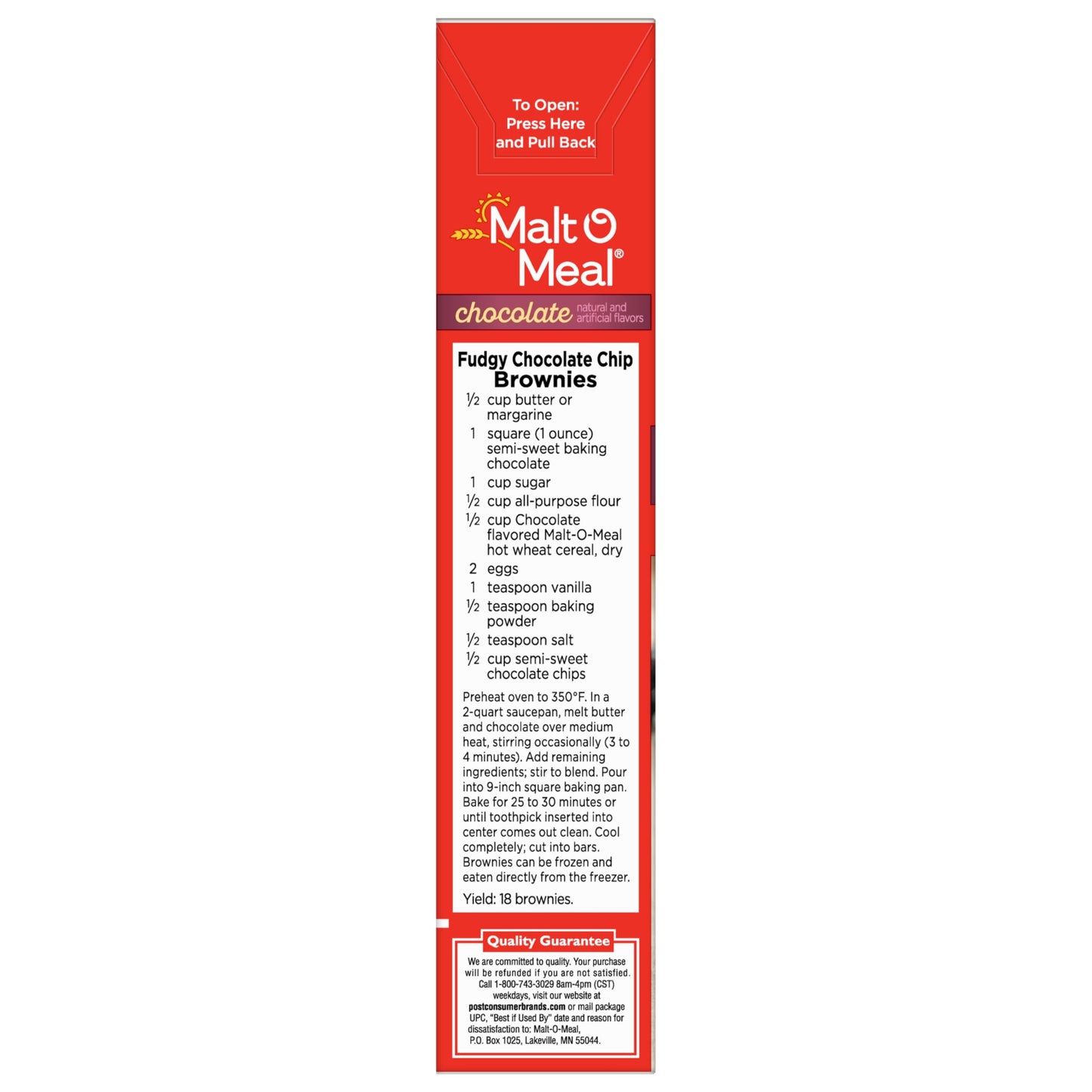 Malt-O-Meal Chocolate Hot Wheat Cereal, Instant Porridge, 28 OZ, Brown, with Folic Acid and Iron, Quick Breakfast