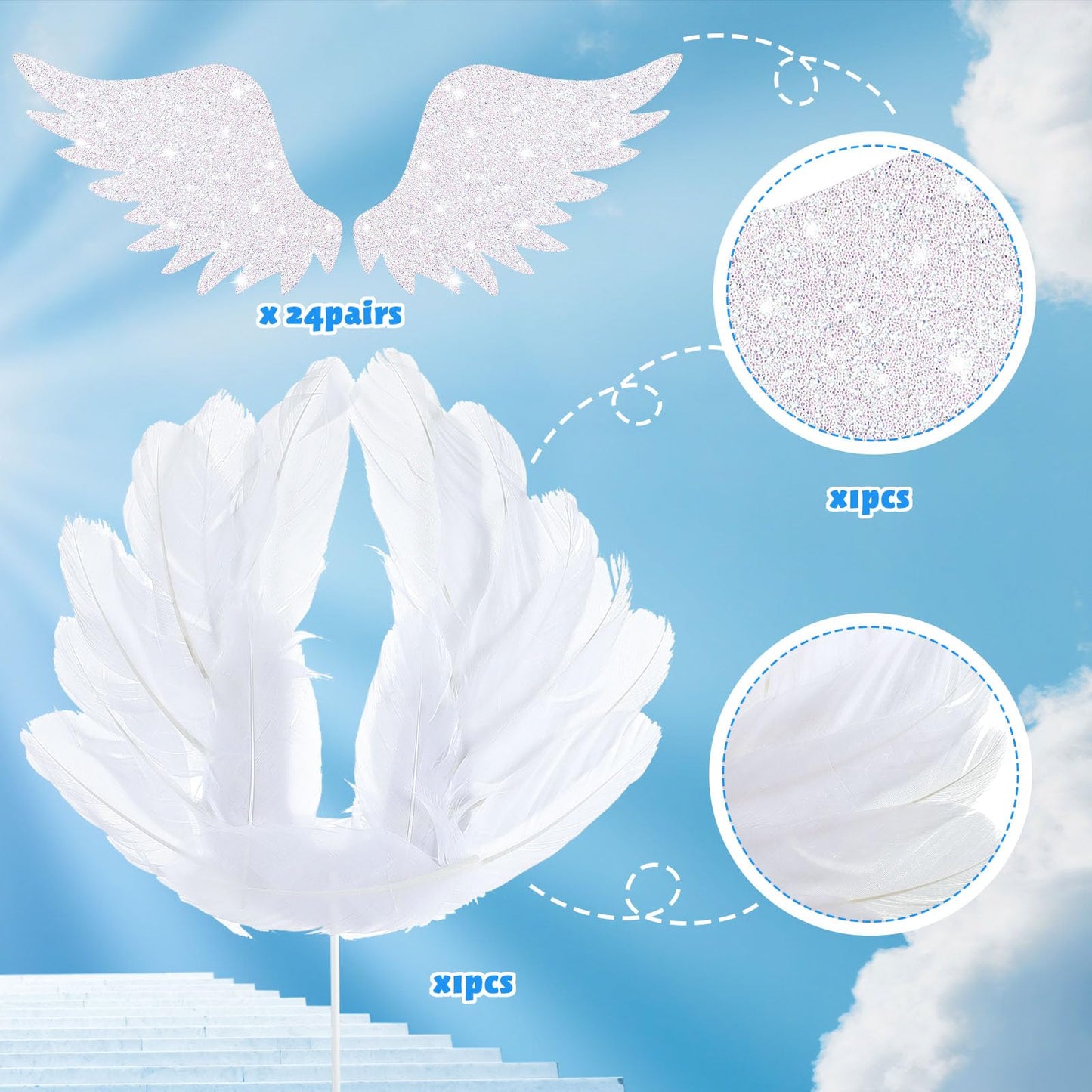 Chunful 51 Pieces Angel Cake Topper White Angel Cupcake Toppers Baby Angel Cake Topper Wafer Cupcake Toppers Cake Decoration For