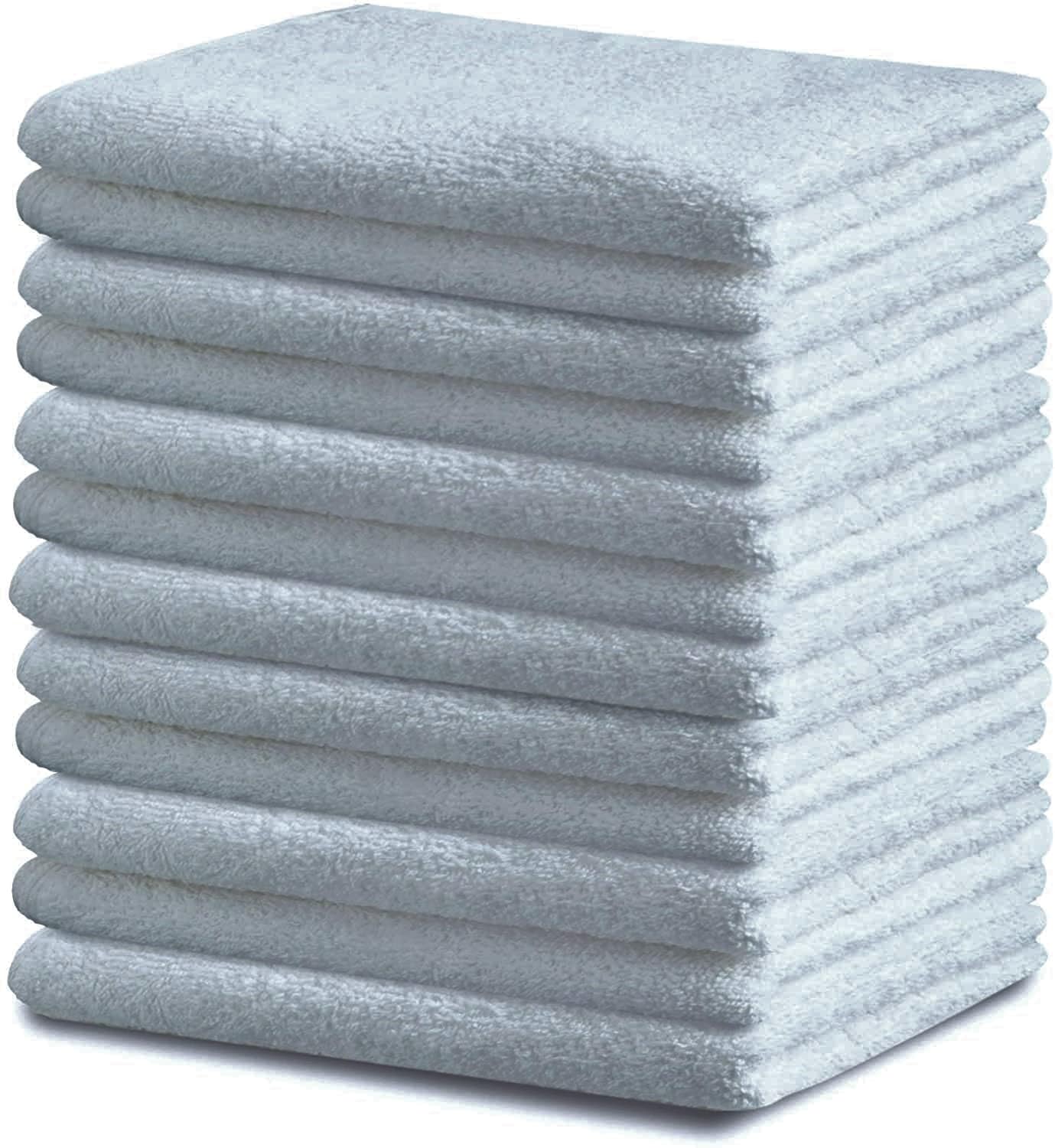 Towels N More 24 White Cleaning Towels For Kitchen, 16X19 Bar Mop Dish Towels - 30Oz Commercial Grade Cotton Absorbent Reusable 