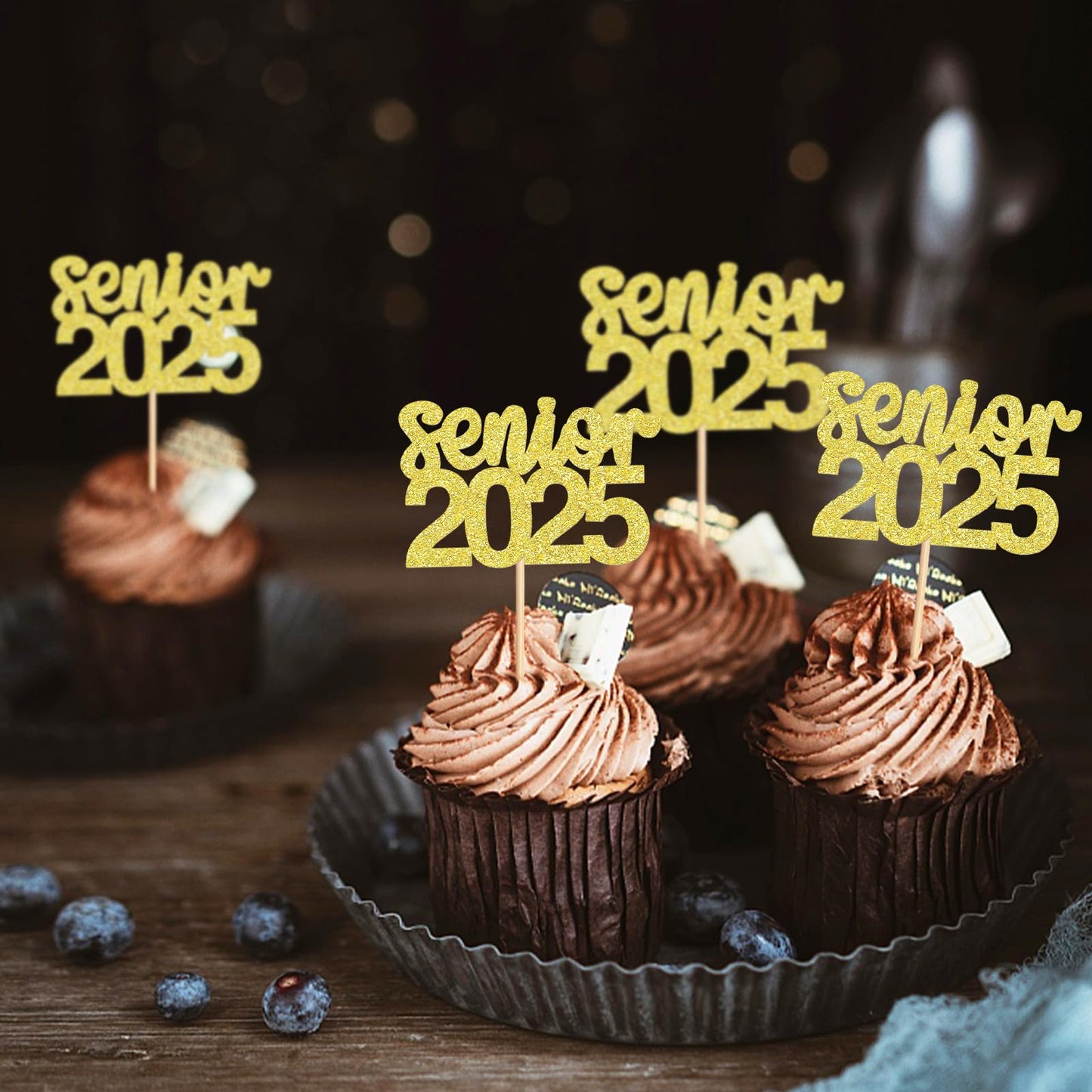 24 Pack 2025 Graduation Cupcake Toppers Senior 2025 Congrats Grad Graduation Hat Cupcake Picks For 2025 Graduation Theme Birthda